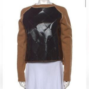 Bottega Veneta Women’s Wool and Leather Weave Sweater